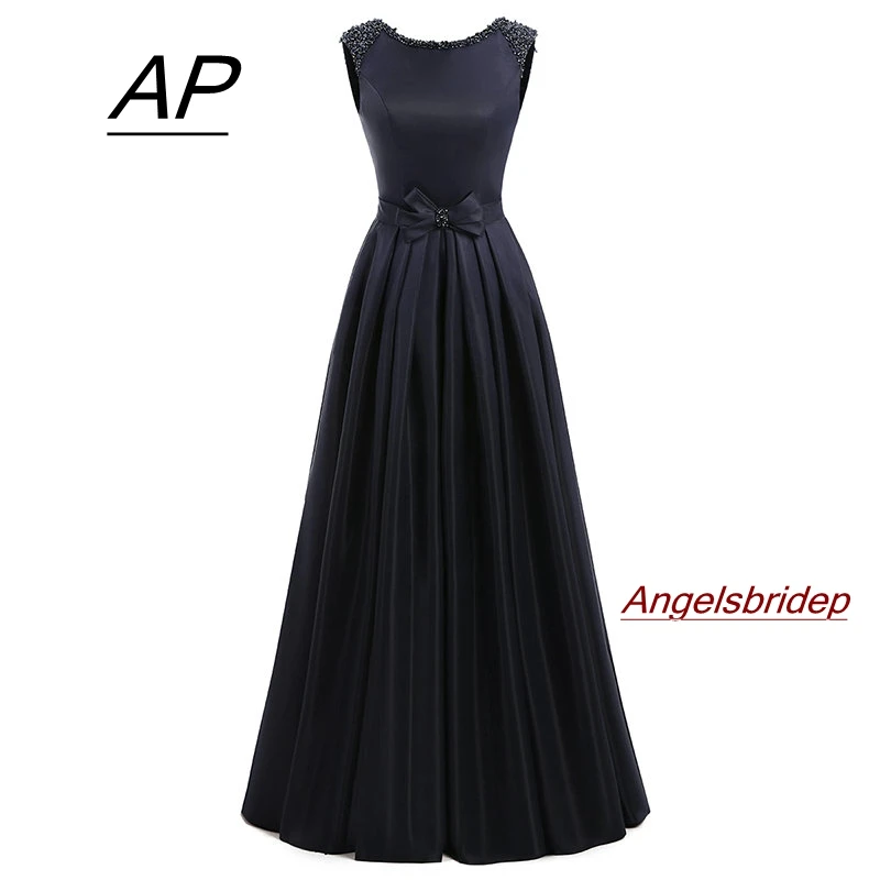 

ANGELSBRIDEP Satin Prom Dresses 2019 Vestidos De Fiesta Fashion A-line Floor Length Beaded Formal Women Party Dress Gala Jurken