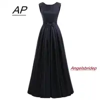 ANGELSBRIDEP Satin Prom Dresses 2019 Vestidos De Fiesta Fashion A-line Floor Length Beaded Formal Women Party Dress Gala Jurken