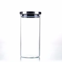 Много 1250 мл Жаростойкие прозрачные стеклянные конфеты еда Канистра с крышкой из нержавеющей стали Размер L