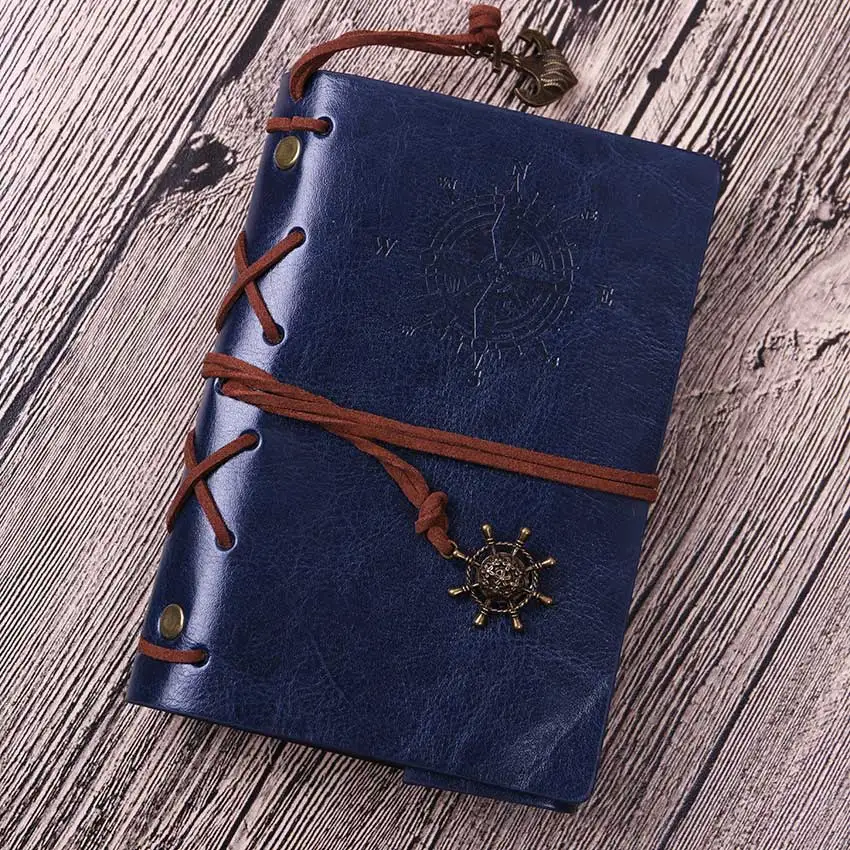 Классический винтажный блокнот из крафт-бумаги и журналов с медным покрытием морской якорь, блокнот для путешествий, пиратский дневник, блокнот - Цвет: Dark blue