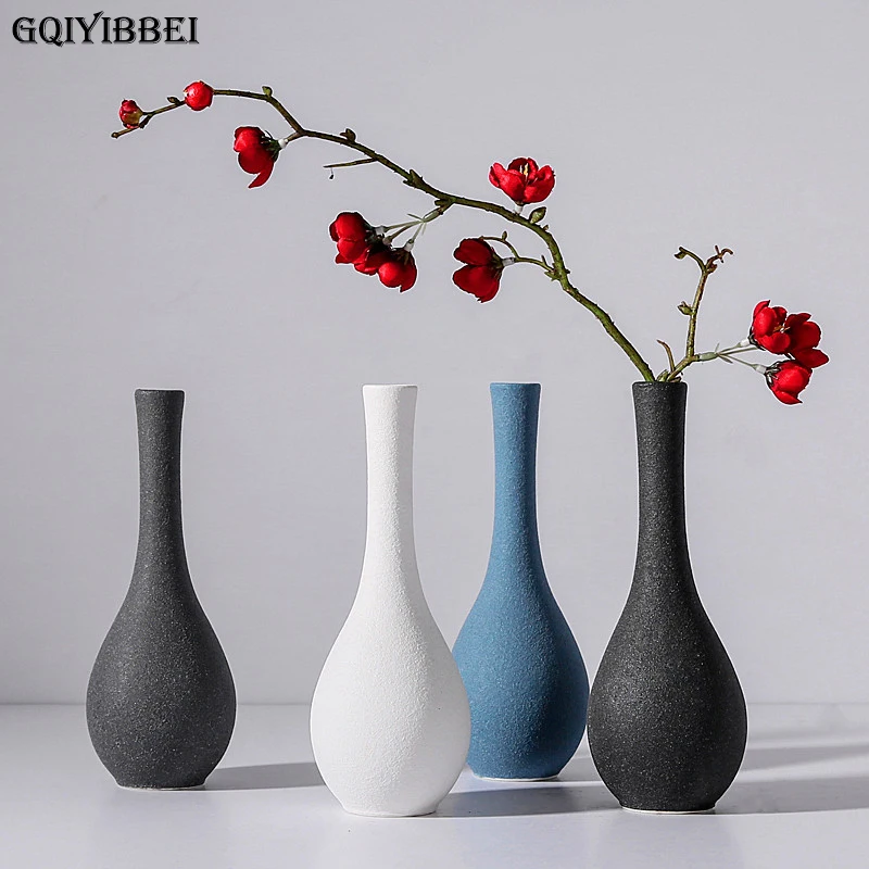 Simple Frosted Procelain Ceramic Office Botanic Vase Hotel Artificial