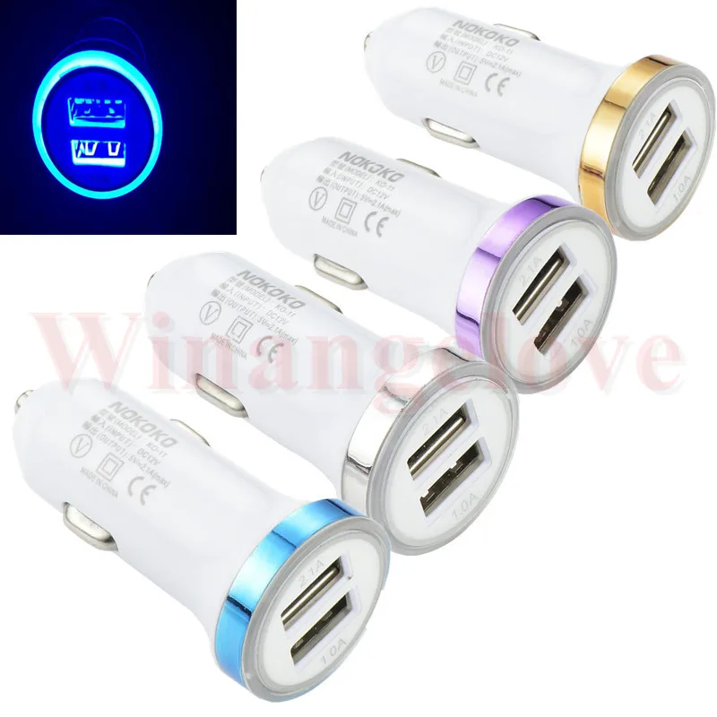 Winangelove led light Dual Ports Car Charger 2.1A