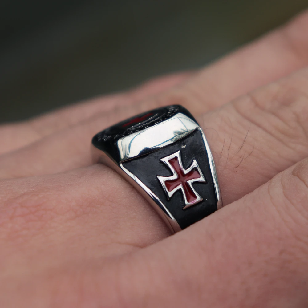 Мужские Рыцари крест тамплиеров масонская нержавеющая сталь кольцо Freimaurer Байкер ювелирные изделия