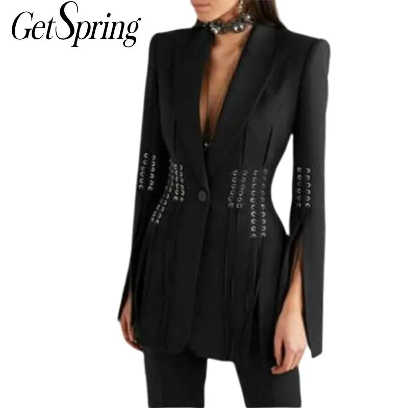 

GETSRING Women Blazer Handsome Ladies Blazer Jacket Single Button Long Sleeve Split Spring Jacket Women Long Suit Blazer 2019