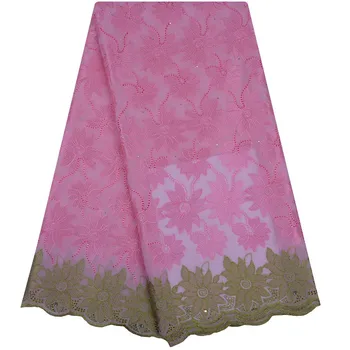 

Pink Color Swiss Voile Lace In Switzerland With Stones Embroidery Nigerian Lace Fabric For Wedding African Swiss Voile Lace 1121
