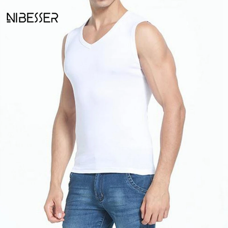 NIBESSER Male Fashion Sleeveless Tanks Vest Comfortable V Neck Vests