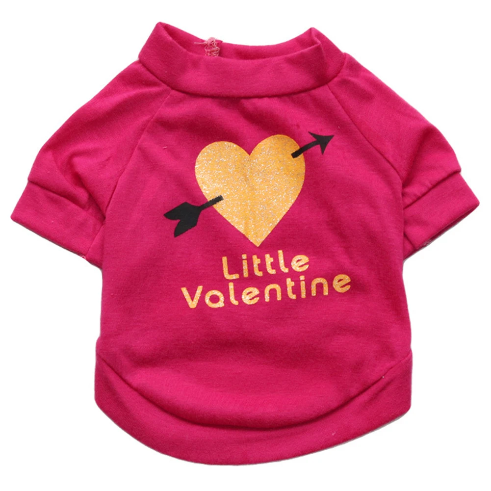 

TINGHAO Little Valentine Arrow Heart Print Breathable T-Shirt Puppy Dog Top Pet Clothes