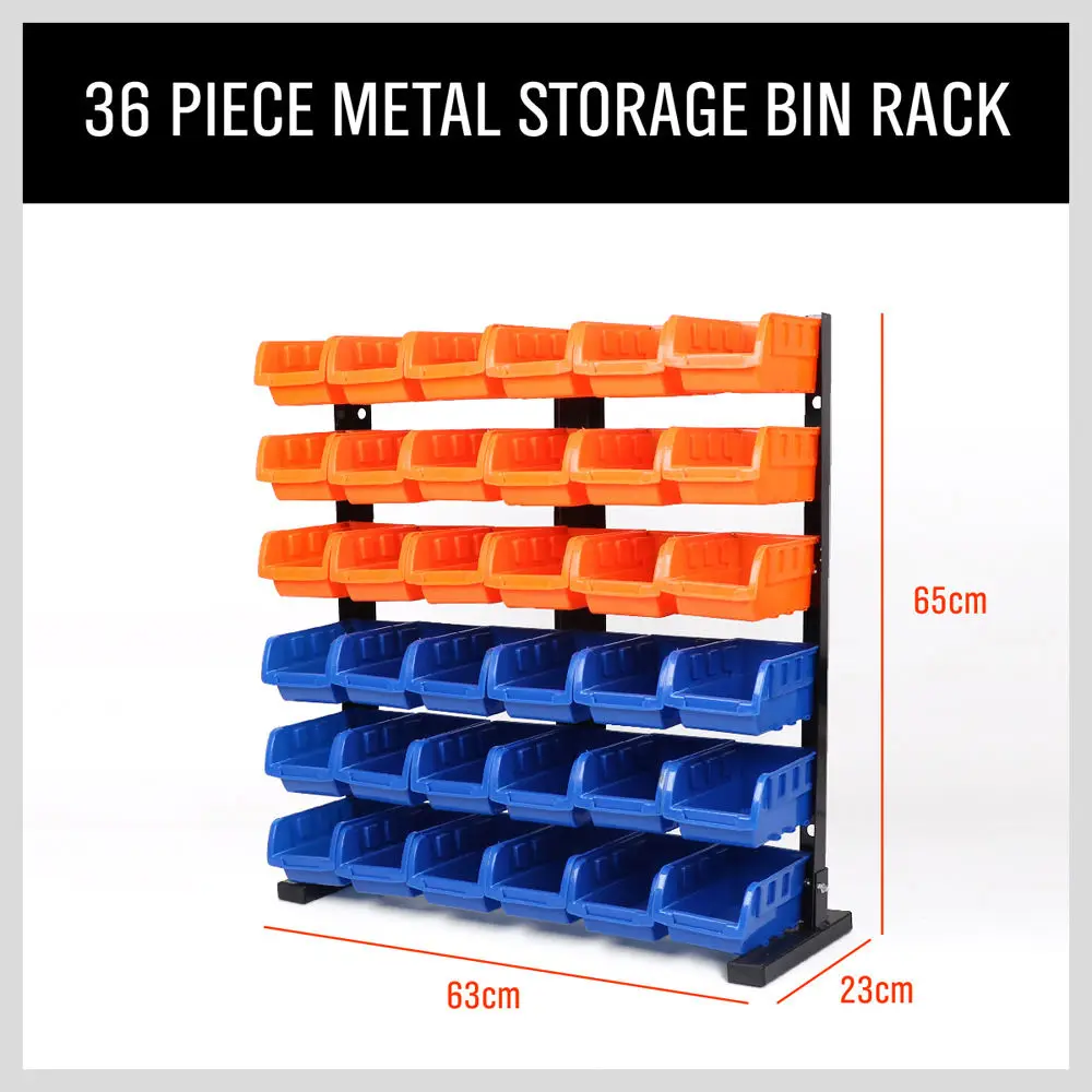 36 Pcs Bin Storage Rack Shelving Garage Storage Rack Tool Organiser Box Workshop