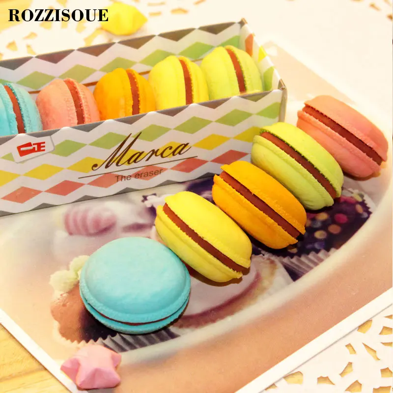 

Novelty Macaron Rubber Eraser Creative Painting Correction Tool Stationery School Supplies Papelaria Gift for Kids 5 PCS/ A Lot
