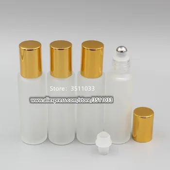 

15ml Frosted Dull Polish Glass Roll On Bottle Perfume Roll-on Roller Container Scrub Essential Oil Refillable Packaging Gold Lid