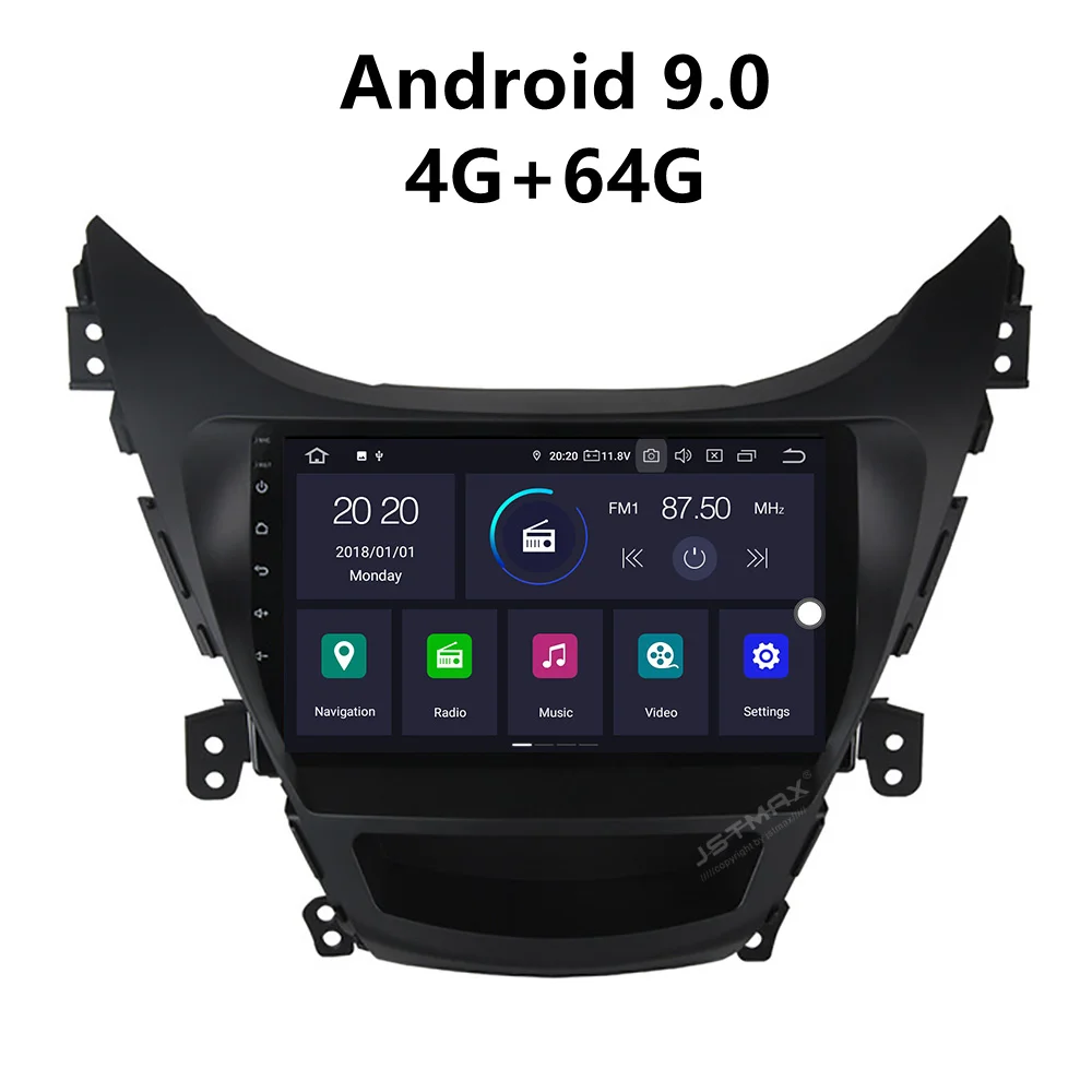 JSTMAX 9 'ɺndroid 9.0 4G + 64G ISP экран автомобильный DVD Радио стерео плеер для Hyundai Elantra
