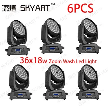 

6pcs Fast Shipping LED Wash Zoom Moving Head Light 36x18W RGBWA+UV 6IN1 Touch Screen DMX 17 Channels Good for DJ Disco Party