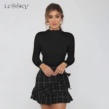 Lossky Women Spring Sweaters Pink White Sweater Casual Pullover Half Turtleneck Sweater New Fashion Long Sleeve Solid Tops 2019