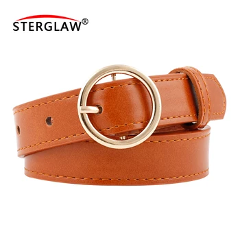 

110*2.4CM NEW Gold Round Women Fashion Buckle Waist Casual Belt for lady Riem Cinto Feminino Ceinture Femme Cinturon Mujer N247