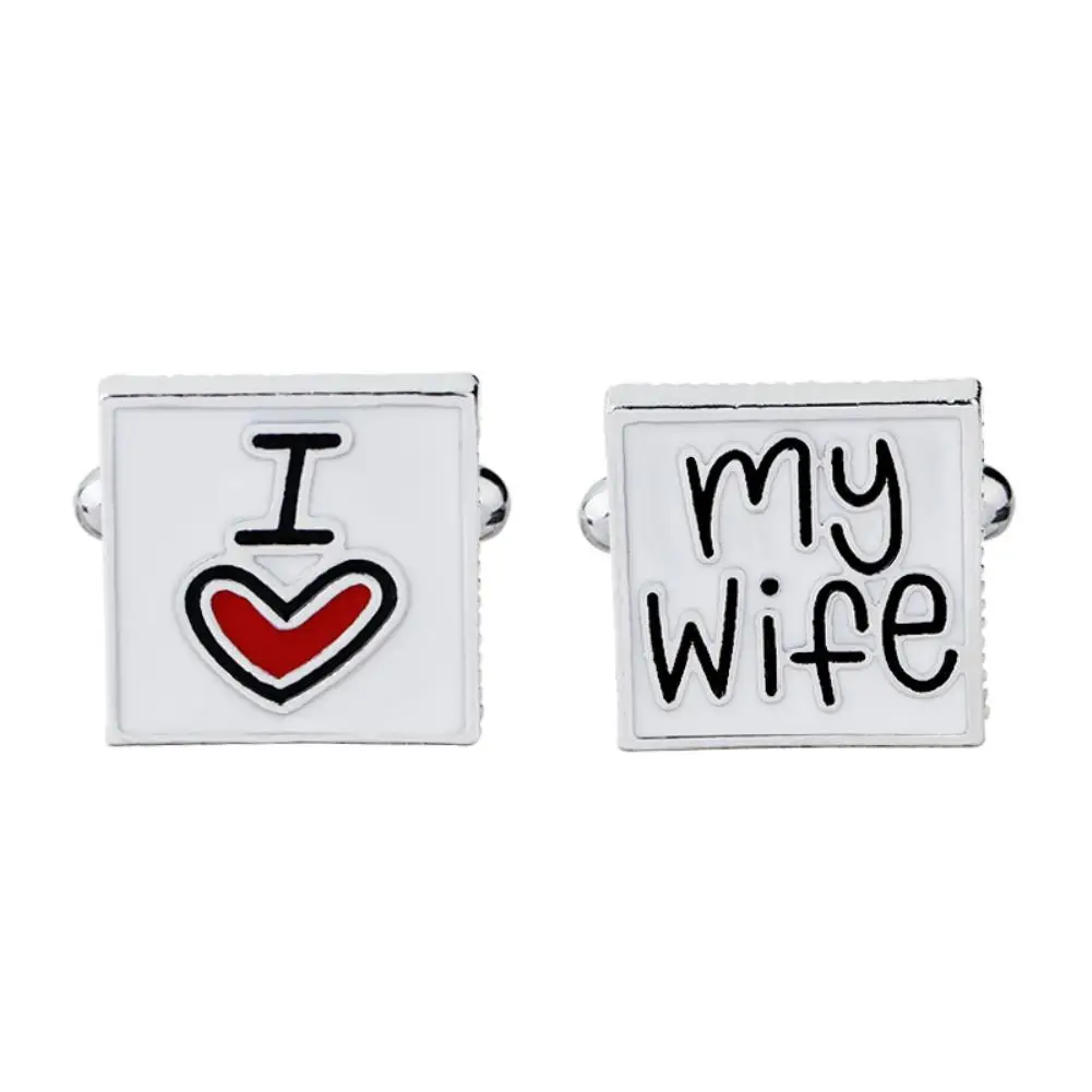 

New French Style Men I Love My Wife Enamel Shirt Suit Cufflinks Valentine's Day Gift