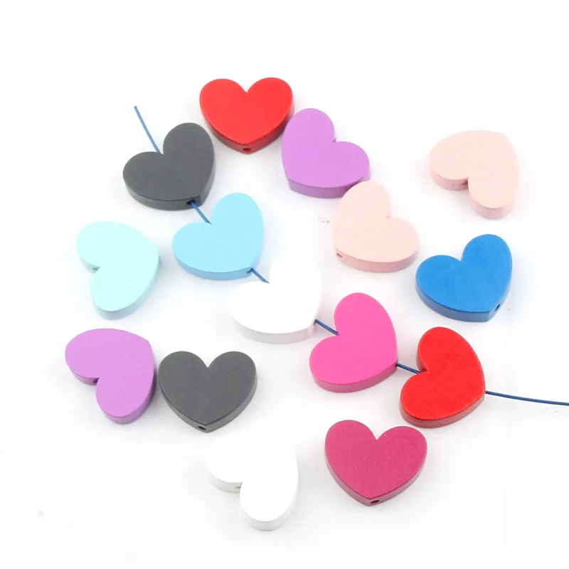 

Handmade 10pcs (can pick up color)30x23x10mm Heart Shape Wood Beads for Jewelry Making DIY Pacifier Clip Rattle Wooden Beads