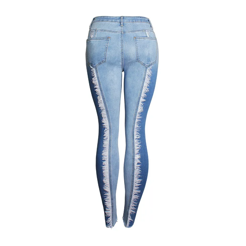 Women jeans Slim spring Autumn jeans Mid waist tassel Pencil pants Skinny jeans Women AM103