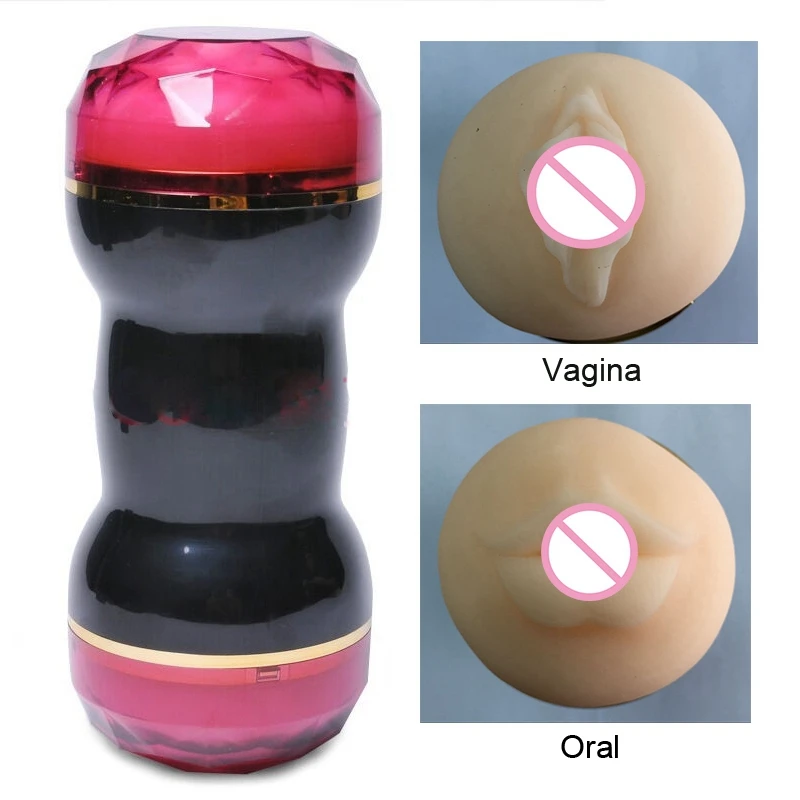 Male Masturbator Double Channel Diamond Masturbation Cup Real Pussy Adult Vagina Oral Anal Sex Product Sex Toys for Men