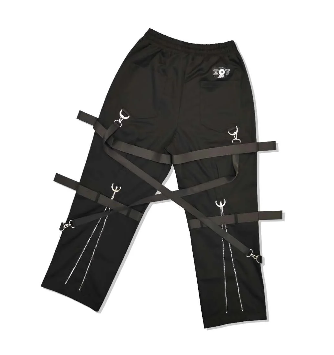 Уличная рок свободные брюки карго для женщин молнии ленты эластичный пояс хип хоп танцевальные брюки - Цвет: black