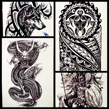 Cool Chinese Myth Super Dragon Temporary Tattoo For Men Body Art Arm Sleeve Tattoo Stickers 21*15CM Black Spray Waterproof Tatoo