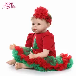 NPK новый дизайн 22 дюймов reborn baby doll силиконовые виниловые Мягкий Настоящее сенсорный Реалистичная кукла рождественский подарок кукла