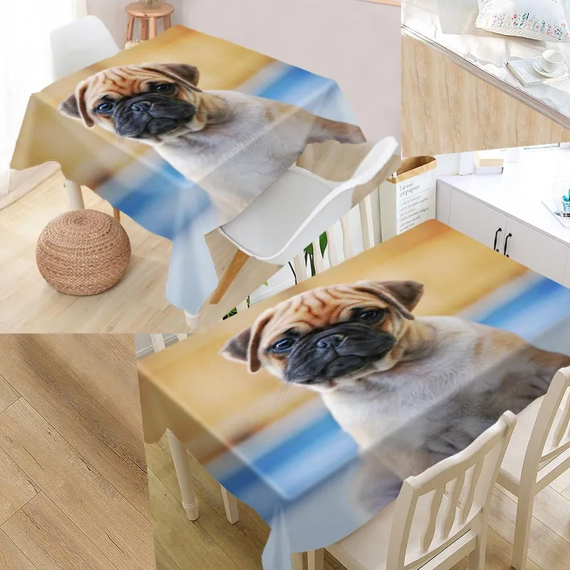 

Custom Pug Table Cloth Oxford Rectangular Waterproof Oilproof Table Cover Wedding Tablecloth &L035SJ