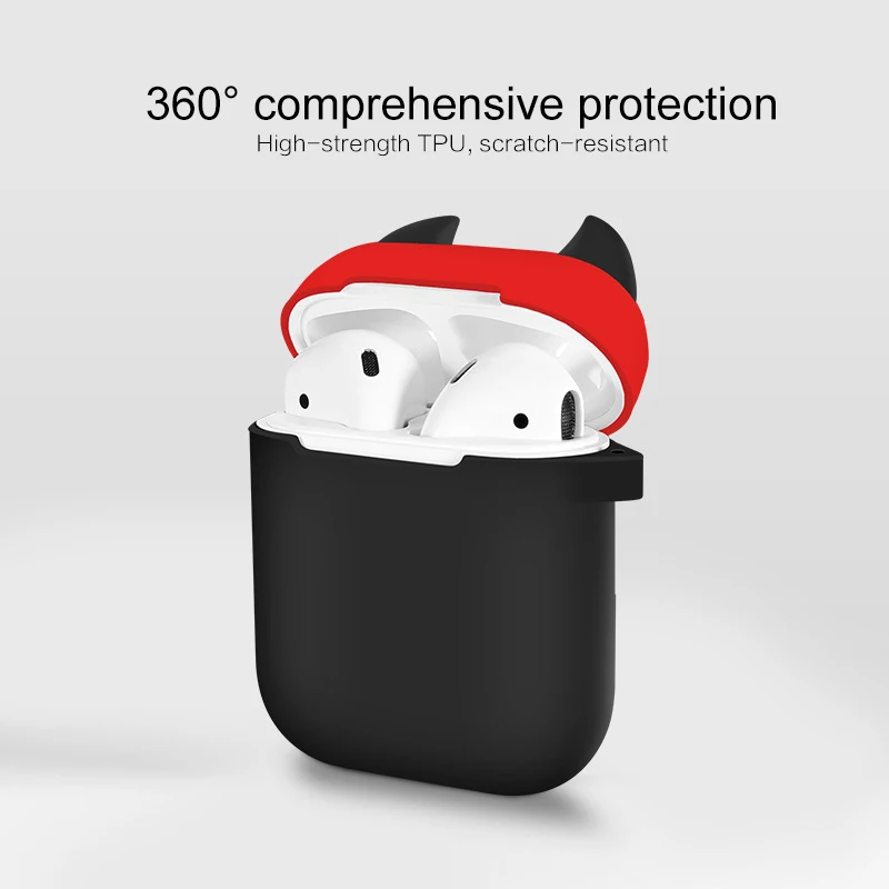 Bluetooth беспроводная гарнитура протектор с крюком для AirPods 1 шт. Мягкий Силиконовый противоударный Бык Рог защитный чехол