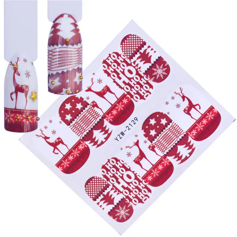 FWC 1 Sheet Christmas Snowflake Nail Sticker Santa Claus Deer Pattern Transfer Sticker Manicure Nail Art Decals