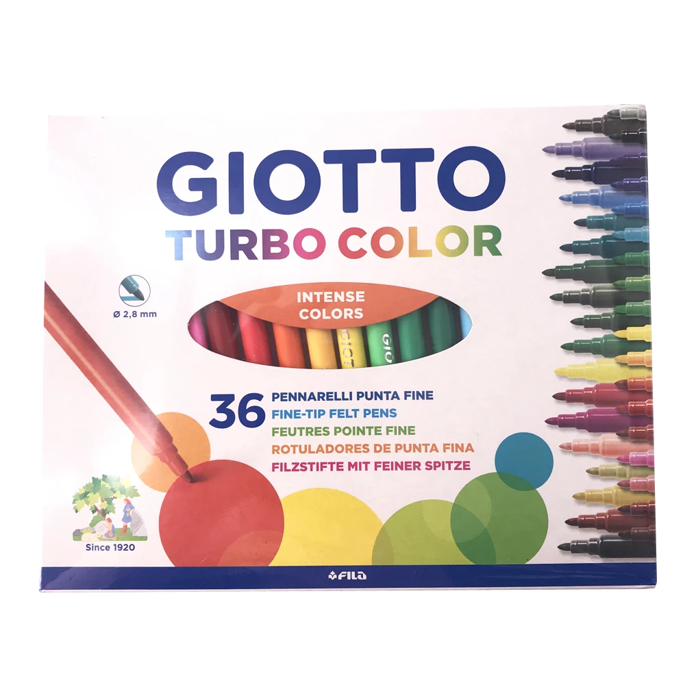 GIOTTO TURBOCOLOR 36 цветов Маркеры детские моющиеся безопасные нетоксичные тонкие Маркеры Ручка акварельные Ручки Маркеры