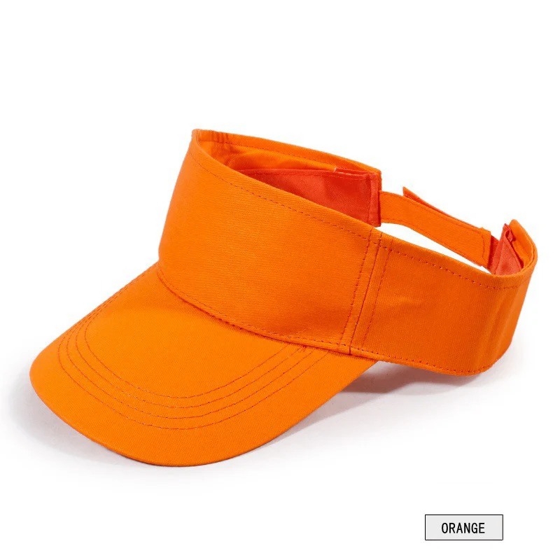 Плоский козырек Солнцезащитный козырек Спортивный Регулируемый головной убор сплошной цвет дышащий для лета Теннисный пляж DX88 - Цвет: Оранжевый