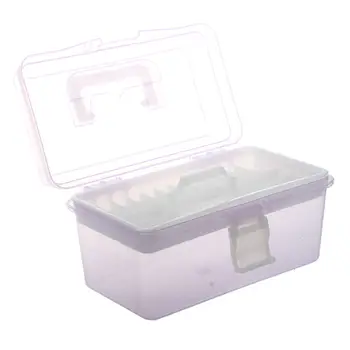 

Top quality Plastic Handle 2 Layer Hardware Tools Storage Box, Clear Purple