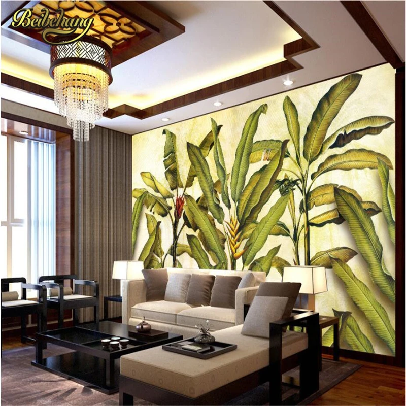beibehang Banana leaves wall covering papel de parede 3d wallpaper living room bedroom TV backdrop Mural wall paper papel parede