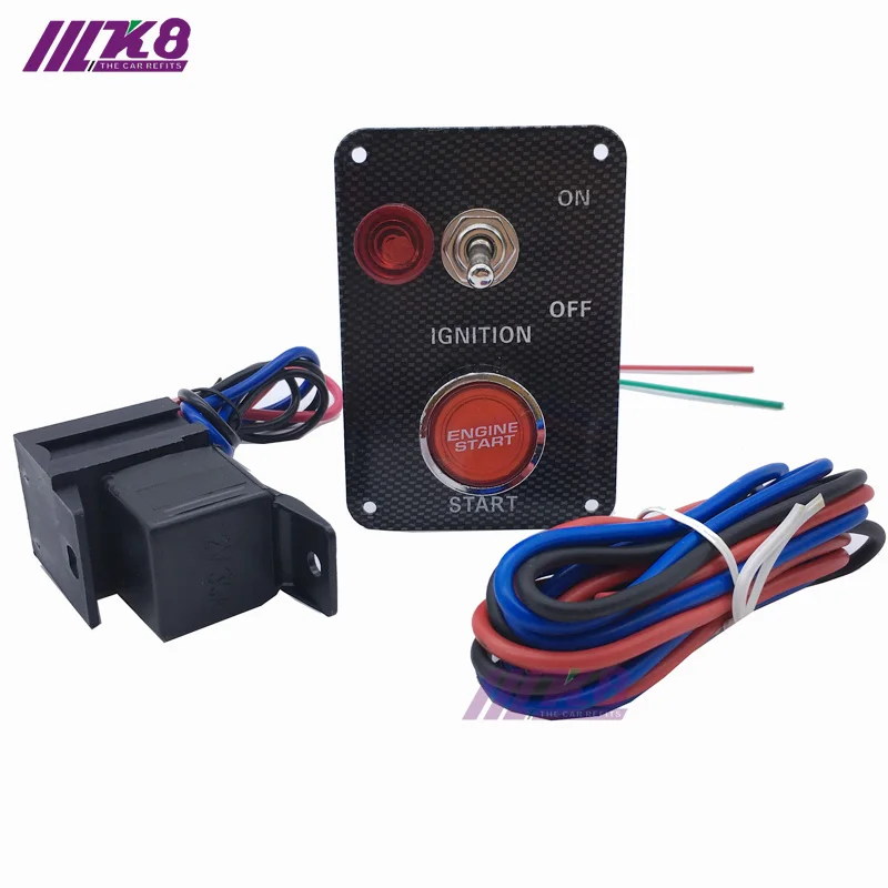 2V Racing Car Ignition Switch Starter Switch Carbon Panel Toggle Engine