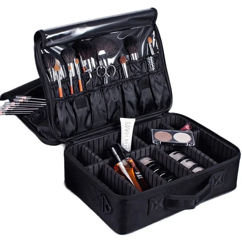 Цена Высокое качество пустой профессиональный макияж Организатор составляют мешок Косметика для макияжа Дело путешествия большой Ёмкость сумк...