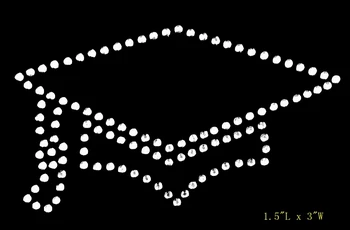 

New arriaval free shipping hot fix rhinestones motif transfer design iron patch Small Graduation Hats for student