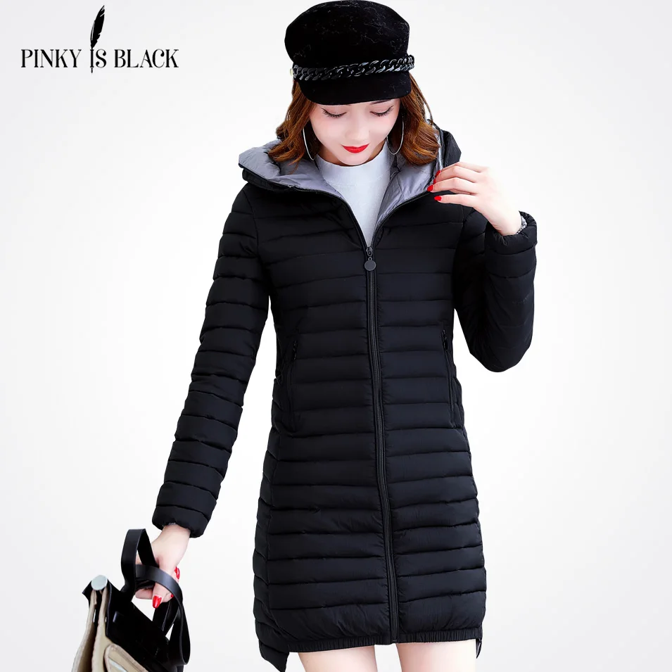 Goedkoop Pinky Is Zwart 2017 Nieuwe lente jas vrouwen winterjas plus size 4XL vrouwen warm uitloper gewatteerde katoenen jas jas kleding