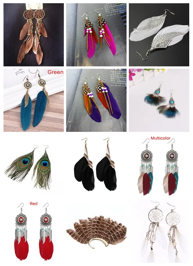 2019 New Bohemia Feather Tassel Earrings For Women India Style Feather Charm Dangle Earrings Ethnic Tribal Hippie Jewelry Gift
