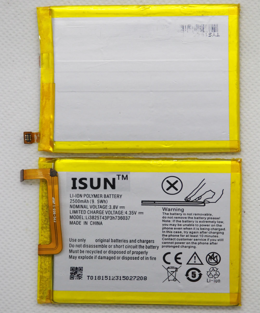 Внутренняя батарея Li3825T43P3h736037 для ZTE Blade BV0720 A2 V7 Lite Dual SIM литий-ионная 20 шт./лот 2500
