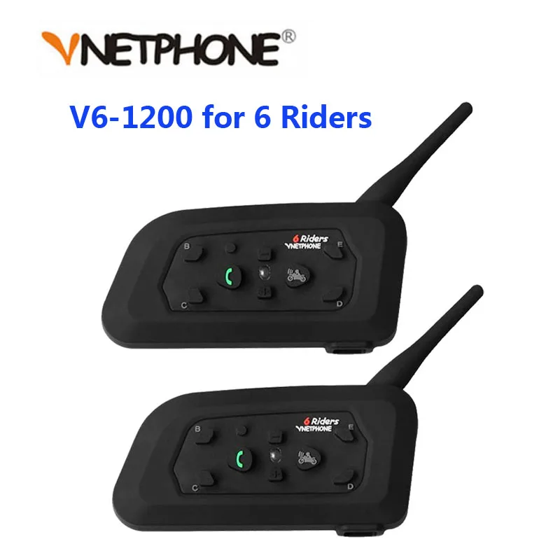 Vnetphone 2 шт. 1200 м переговорное bluetooth устройство для мотоциклетного шлема 6 ездоков BT
