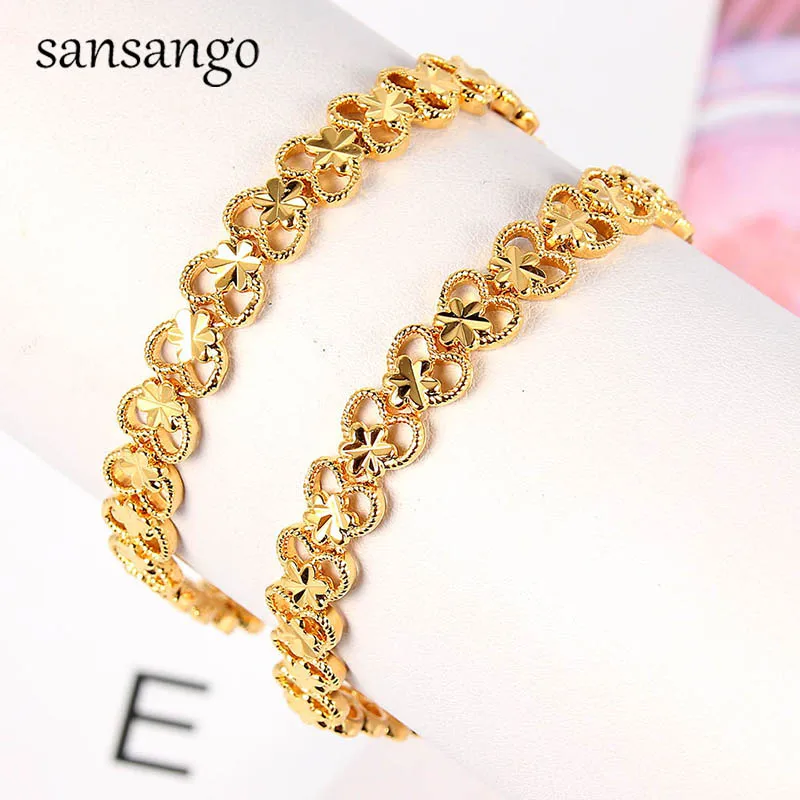 New Arrival Hip Hop 24K Golden Curb Link Chain Bracelet Male Jewelry For Men Women Luxury Bangle Party Gift Wholesale 18cm