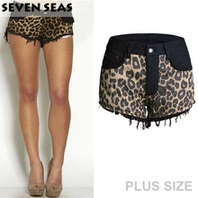 Модные новые летние с низкой посадкой Леопардовый принт, сексуальный шорты для женщин плюс размер 4XL хлопок Bootty шорты черные джинсовые шорты