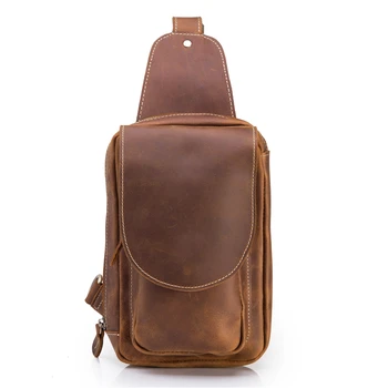 

Genuine Leather Messenger Men Mini Back Pack Chest Bag Men's Shoulder Crossbody Bag Pack Male Vintage Handbag Travel Casual Tote