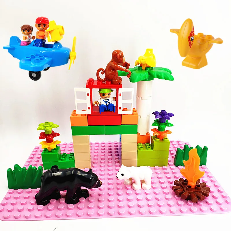 

Diy Large Size Building Blocks Plane Bear Fire Flowers Figures Accessories Compatible with L Brand Duploed Toys For Children