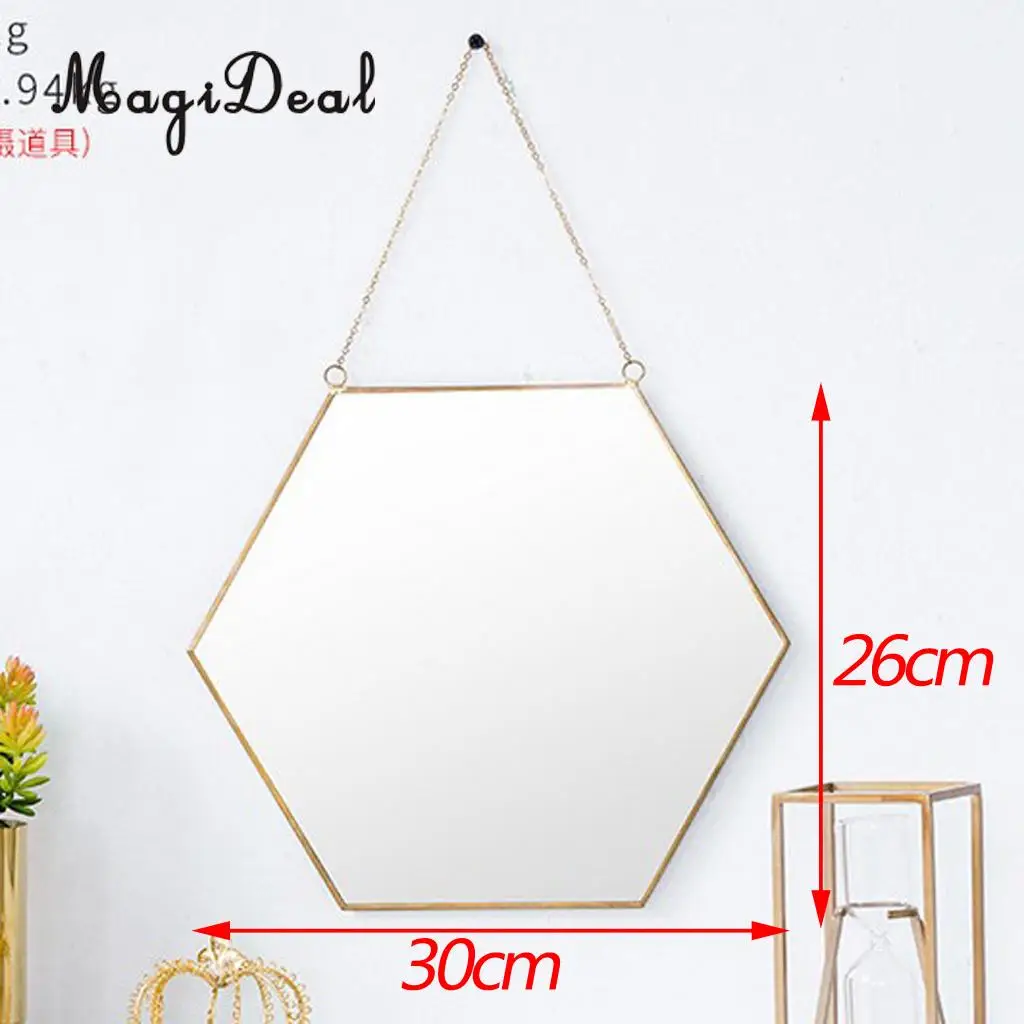 MagiDeal Wrough Iron Golden Frame Mirror Vanity Make Up Mirror Wall Mirror for Bathroom Entryways Washrooms Living Rooms