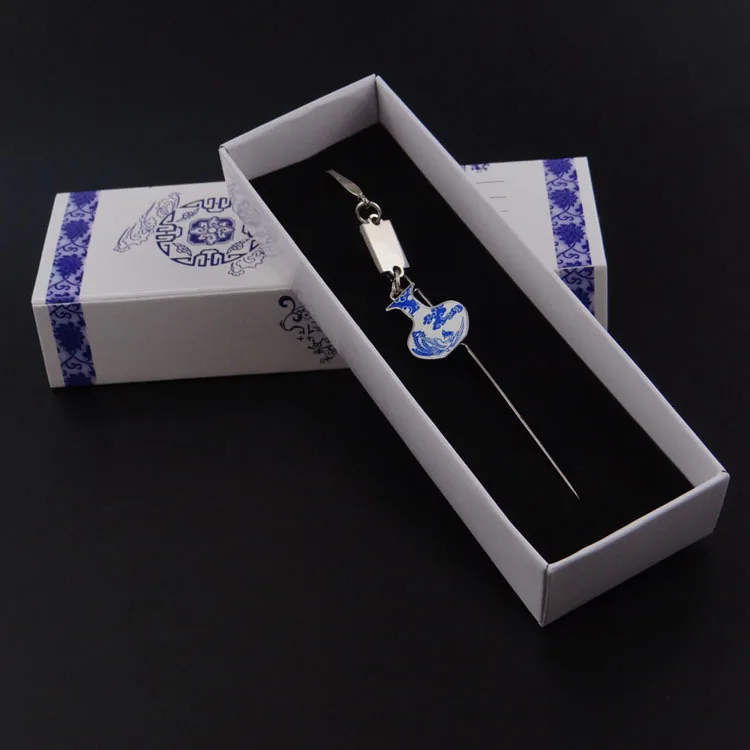 Китайский стиль белое синее фарфоровое металлические закладки креативная Классическая длинная ручка сувенир для выпускника школы учительницы Закладка