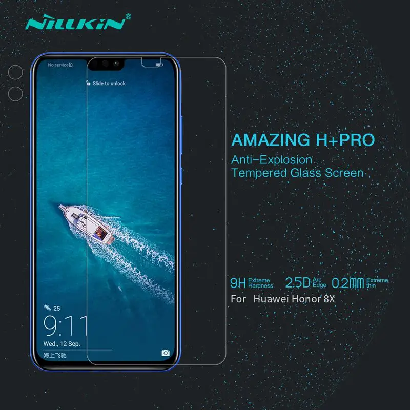 

Nillkin For Huawei Honor 8X Screen Protector Tempered Glass 9H 2.5D Honor 8X Protective Glass LCD Film+ Camera Stick Shockproof