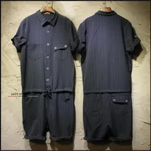 Горячая Для мужчин тонкий хлопок, цельный Джинсовый верх и низ, комбинезон комбинезоны в полоску комбинезон на подтяжках комбинезон Штаны певиц