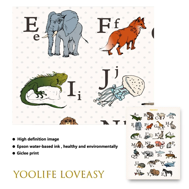 Alphabet With Animals Prints Nursery Decor