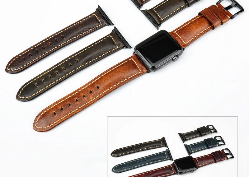MAIKES винтажный масляный воск кожаный ремешок для часов для Apple Watch 42 мм 38 мм/44 мм 40 мм серия 4 3 2 1 iWatch Apple Watch ремешок
