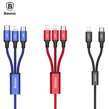 Baseus USB Cable For iPhone 7 6 6s 5 5s se Charging Charger Type C Micro USB Cable For Android 3 in 1 2 in 1 Mobile Phone Cable
